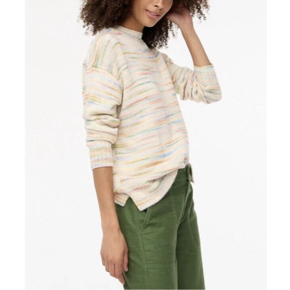 J. Crew Space-Dyed Crewneck Sweater Multi Pastel Rainbow Spring Colorful - Picture 1 of 10
